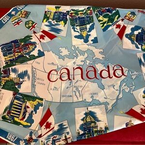 100% Silk Vintage Canada Themed Map Scarf